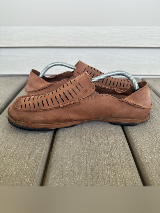 OluKai Moloa Kohana II Men\'s Size 11 Brown Leather Laser Cut Slip On Shoes main image 10